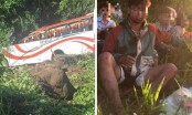 Clip: Xe khách lao khỏi đèo Đại Ninh, hơn 20 người bị thương