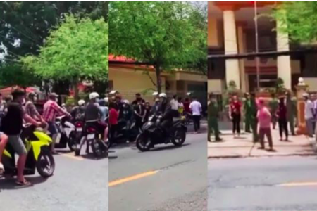 Clip: Nổ súng giải cứu huynh đệ trước cổng toà án tỉnh Tiền Giang