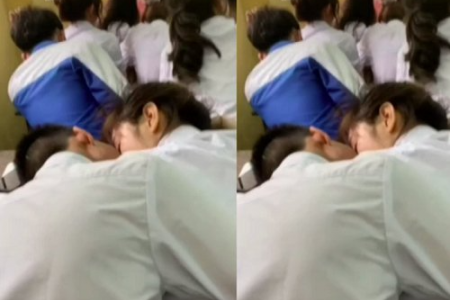 Phản cảm clip học sinh phổ thông hôn nhau thắm thiết trong lớp học như chốn không người