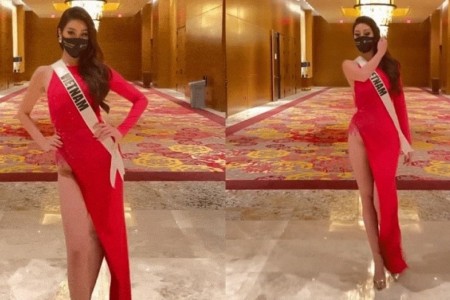 Clip: Hoa hậu Khánh Vân diện váy xẻ cao hiểm hóc, dân mạng “thót tim” theo từng bước catwalk