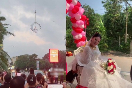 Ngỡ ngàng cô dâu lỡ xem MV Cô đơn trên sofa quá 180p: Rước dâu 'chơi' luôn cần cẩu