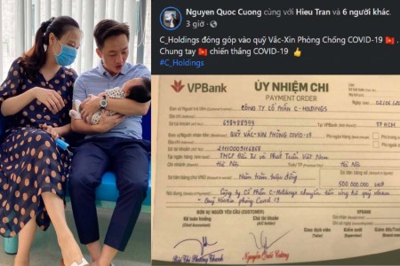 Vợ chồng đại gia Cường Đô La và Đàm Thu Trang ủng hộ 500 triệu cho Quỹ vaccine phòng chống Covid-19