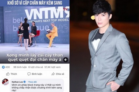 Nathan Lee tuyên bố block fanpage của chương trình truyền hình thực tế Vietnam’s Next Top Model