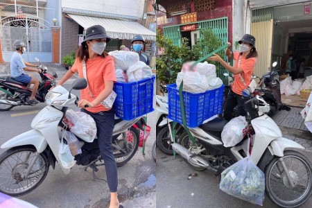Hoa hậu H’Hen Niê “nhập vai” shipper giúp người dân ở tâm dịch