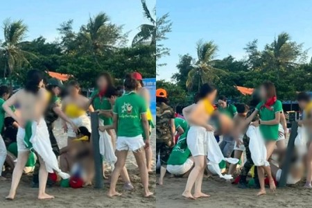 Clip: Nhóm nam nữ chơi team building 'nude' tại bãi biển Cửa Lò, CĐM lên án: Hết trò, ô nhiễm!