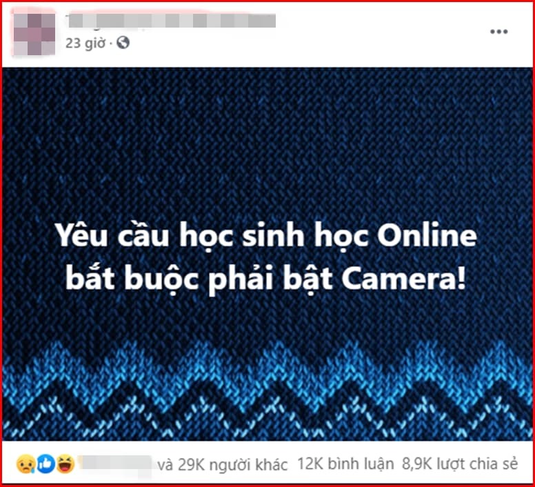 hoc sinh hoc online bat buoc phai bat camera