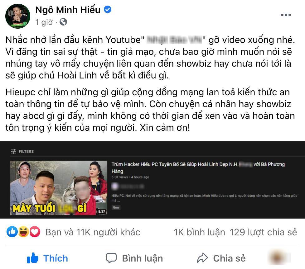 Hieu PC bi don ra tay giup Hoai Linh dep loan hacker