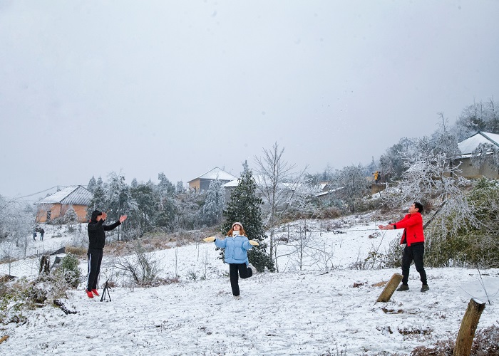 Khung cảnh Sapa “mùa tuyết” đẹp lung linh (Nguồn ảnh: Instagram)