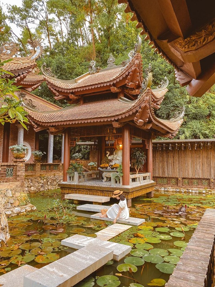 Hồ sen trong chùa 
