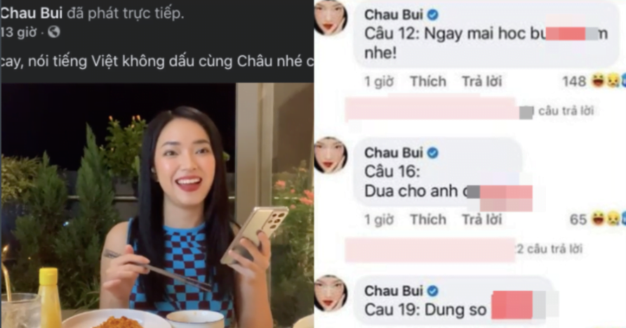 Châu Bùi có hành động gây hiểu lầm khi đọc tiếng Việt không dấu