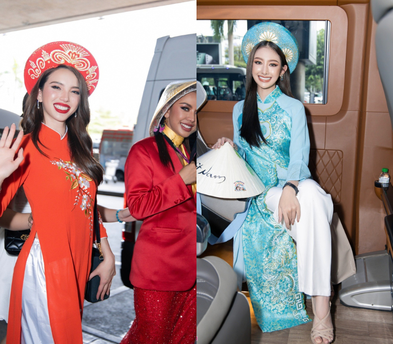 Một số người đẹp đã diện áo dài trong chuyến công tác đầu tiên tại Việt Nam