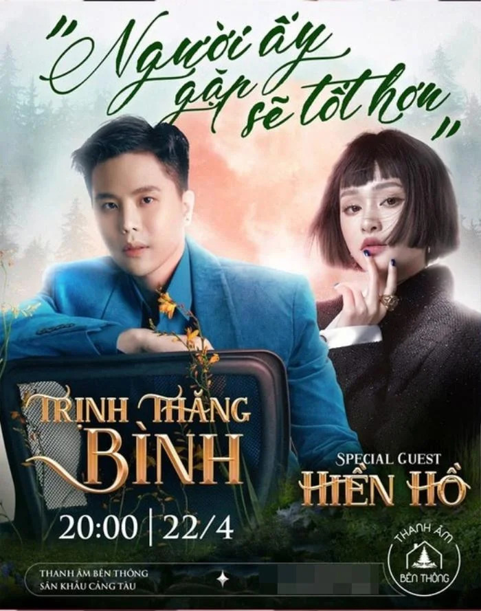 Poster đêm nhạc có sự tham gia của Trịnh Thăng Bình và Hiền Hồ.