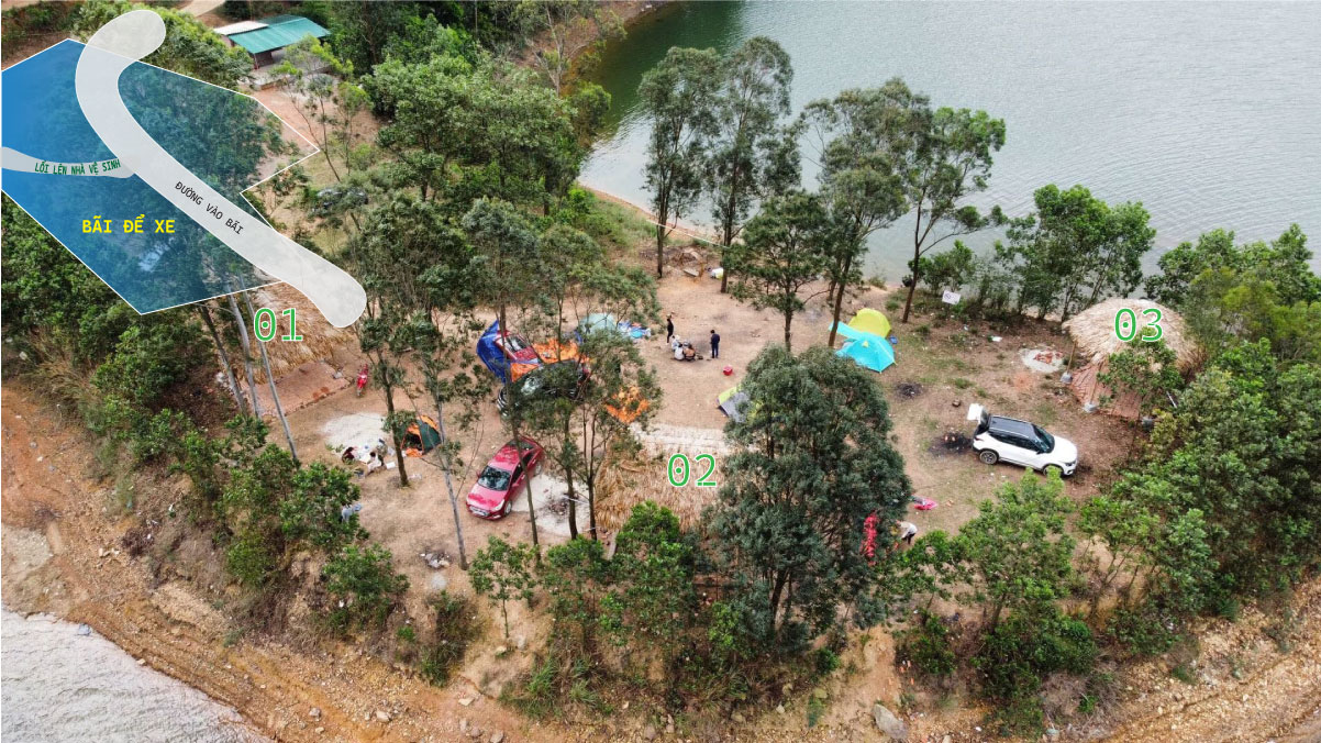 Bãi Bán Đảo - bãi cắm trại hồ đồng đò